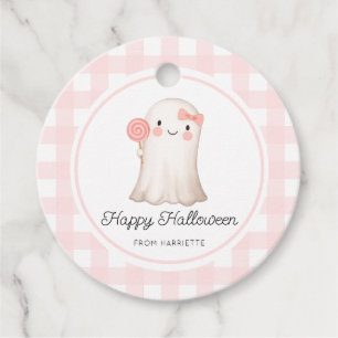 Étiquettes Cadeau Pink En vichy Halloween joyeux mignon Fantôme d'Ha