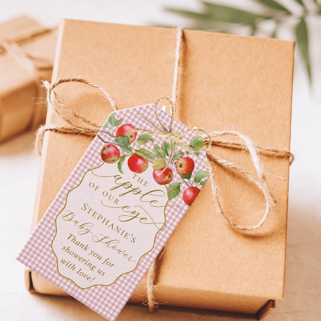 Étiquettes-cadeau Pink En vichy La Pomme De Notre Baby shower D'Auto (Créateur téléchargé)