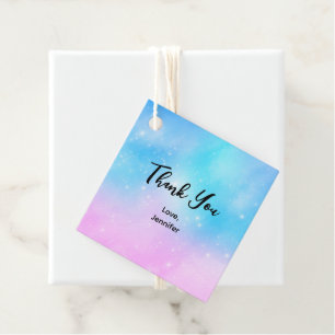 Étiquettes Cadeau Pink et Blue Pastel Gradient Sky Merci