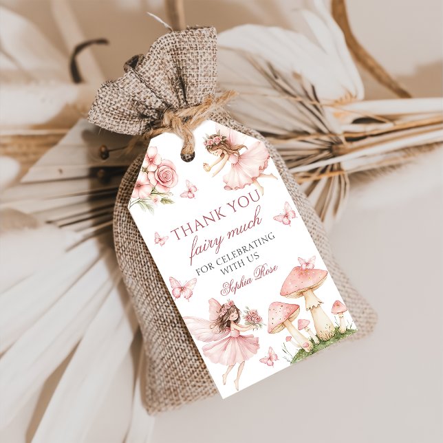 Étiquettes-cadeau Pink Fairy Garden Birthday Baby Shower Gift Tags (Créateur téléchargé)