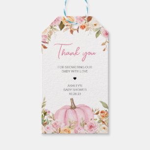 Étiquettes-cadeau Pink Floral Little Citrouille Baby shower Favorise