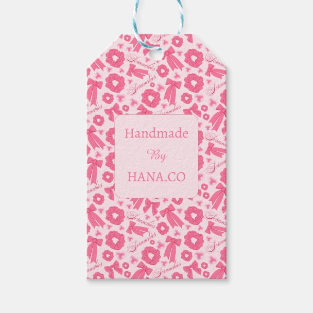 Étiquettes-cadeau Pink Girly Scrunchies Pattern Cute Hair Accessory  (Devant)