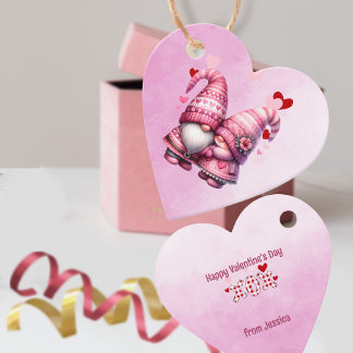 Étiquettes Cadeau Pink Gnome Valentine Couple