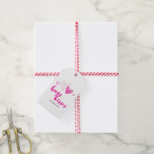 Étiquettes-cadeau Pink Hearts Hugs & Kisses Valentine's Gift Tags