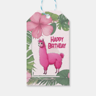 Étiquettes-cadeau Pink Joyeux Lama souriant