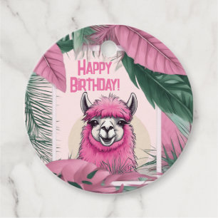 Étiquettes Cadeau Pink Joyeux Lama souriant