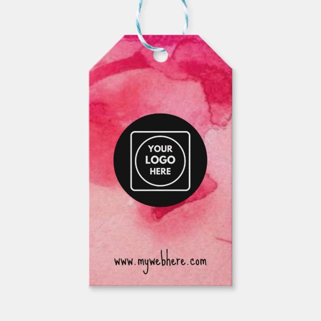 Étiquettes-cadeau Pink Logo Custom Text Product Description Gift Tag (Devant)