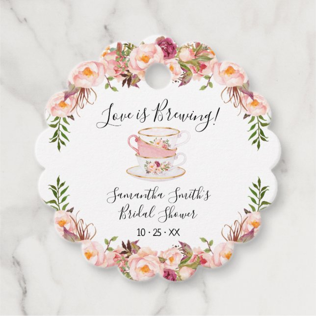 Étiquettes Cadeau Pink Love est brasser la Fête des mariées de thé (Devant)