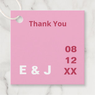 Étiquettes Cadeau Pink Magenta Modern Wedding Favoriser Tags