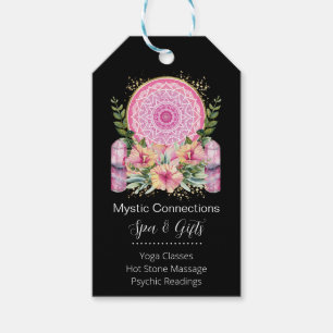 Étiquettes-cadeau Pink Mandala Crystals Flower Energy Yoga Reiki Spa