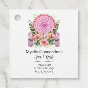 Étiquettes Cadeau Pink Mandala Crystals Flower Energy Yoga Reiki Spa