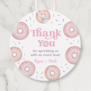 Étiquettes Cadeau Pink Pastel Donut Baby Sprinkl Merci