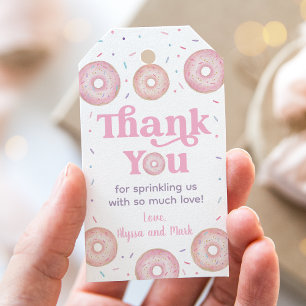 Étiquettes-cadeau Pink Pastel Donut Baby Sprinkl Merci