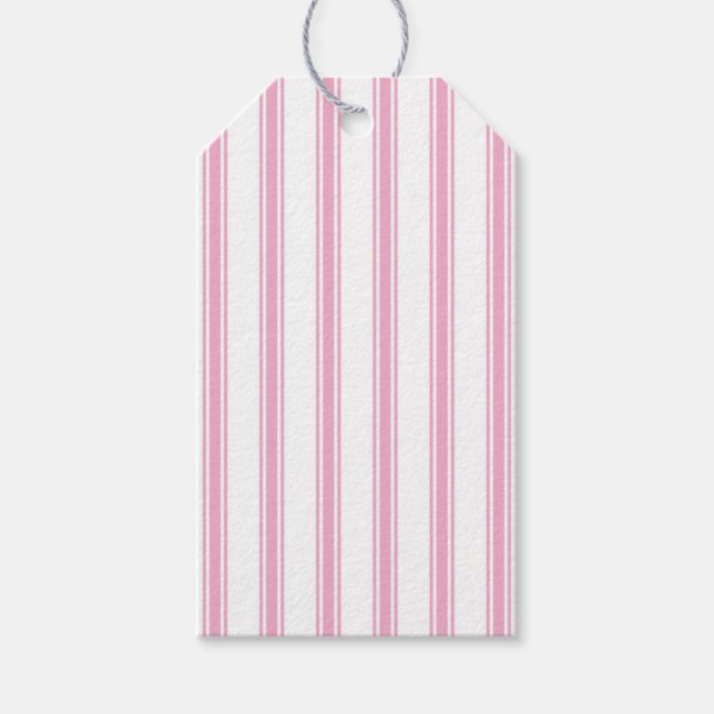 Étiquettes-cadeau Pink Pastel Farmhouse Rustic Ticking Stripe (Devant)