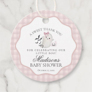 Étiquettes Cadeau Pink Pastel Little Boo Ghost Baby shower Circle