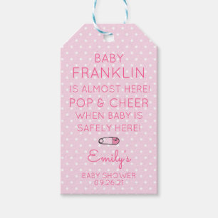 Étiquettes-cadeau Pink Polka Dot Baby shower Vin Favoriser les étiqu
