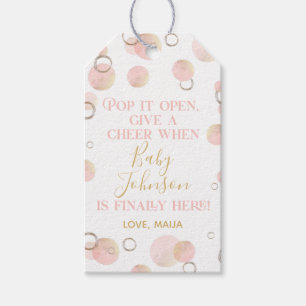 Étiquettes-cadeau Pink Pop it When She Pops Favoriser Tag Champagne 