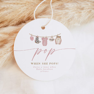 Étiquettes Cadeau Pink Pop Quand Elle Pète Cadeau de Champagne Baby 