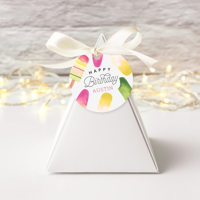 Étiquettes Cadeau Pink Popsicle Parti Anniversaire de enfant personn (Créateur téléchargé)