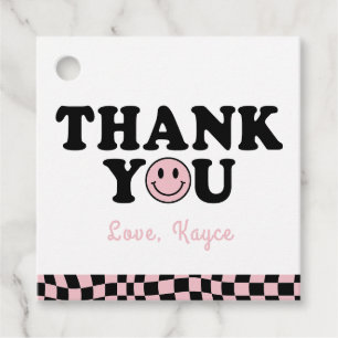 Étiquettes Cadeau Pink Preppy Smile Girl 1er anniversaire Merci