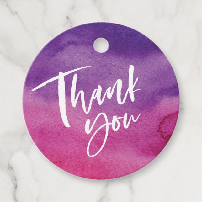 Étiquettes Cadeau Pink Purple Ombre Merci préférez les balises (Devant)