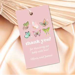 Étiquettes-cadeau Pink Purple Pastel Butterfly Girl Baby shower