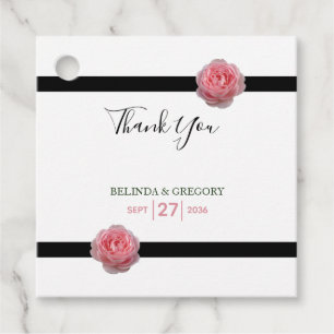 Étiquettes Cadeau Pink Rose Black Ribbon Mariage cadeau