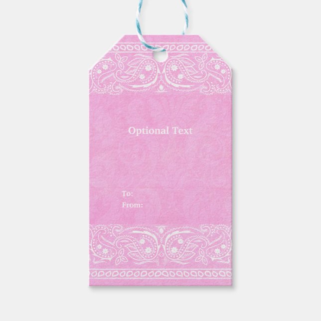 Étiquettes-cadeau Pink Rustique Paisley Country Western Mariage (Devant)