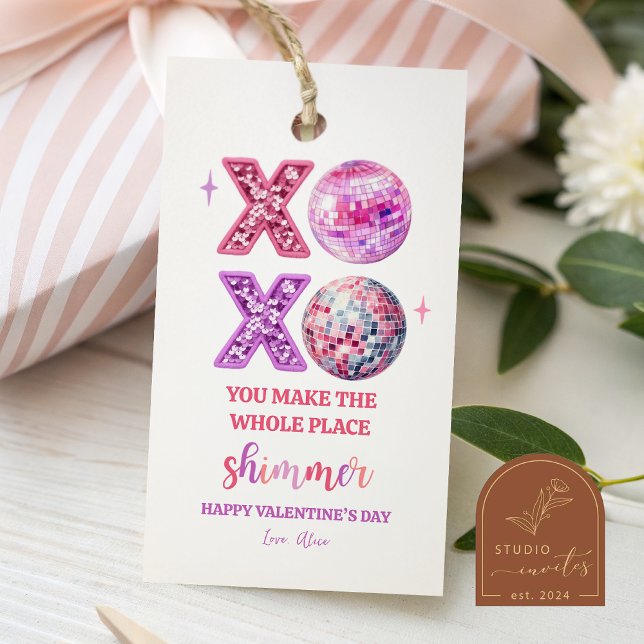 Étiquettes-cadeau Pink sequin shimmer valentine tag (Créateur téléchargé)