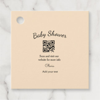 Étiquettes Cadeau Pink simple baby shower q r code add name text thr