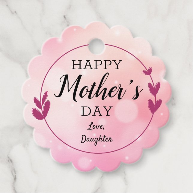 Étiquettes Cadeau Pink Simple Elegant Mother's Day (Devant)