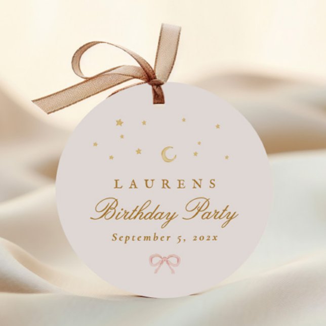 Étiquettes Cadeau Pink Stars Moon Princess Fairytale Anniversaire (Créateur téléchargé)