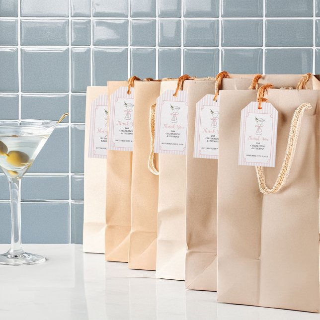 Étiquettes-cadeau Pink Stripes Tini One est sur le chemin du Merci (Créateur téléchargé)