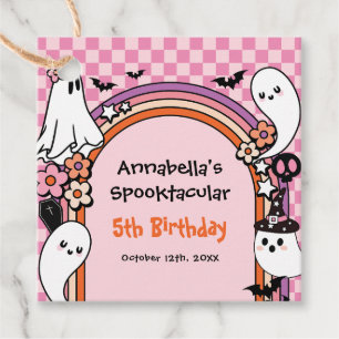 Étiquettes Cadeau Pink Super Halloween fête d'anniversaire