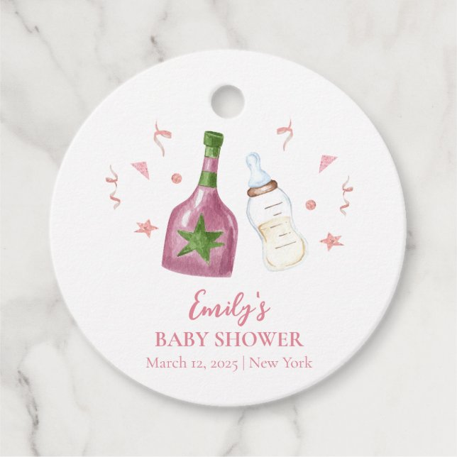 Étiquettes Cadeau Pink Sweet Poppin Champagne Bouteilles Baby shower (Devant)