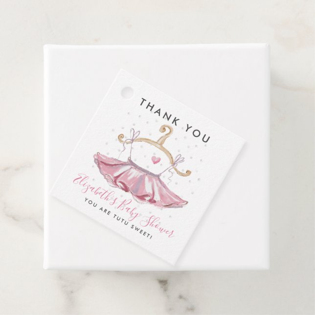Étiquettes Cadeau Pink Tutu Ballerina Baby shower fille Merci (En situation)