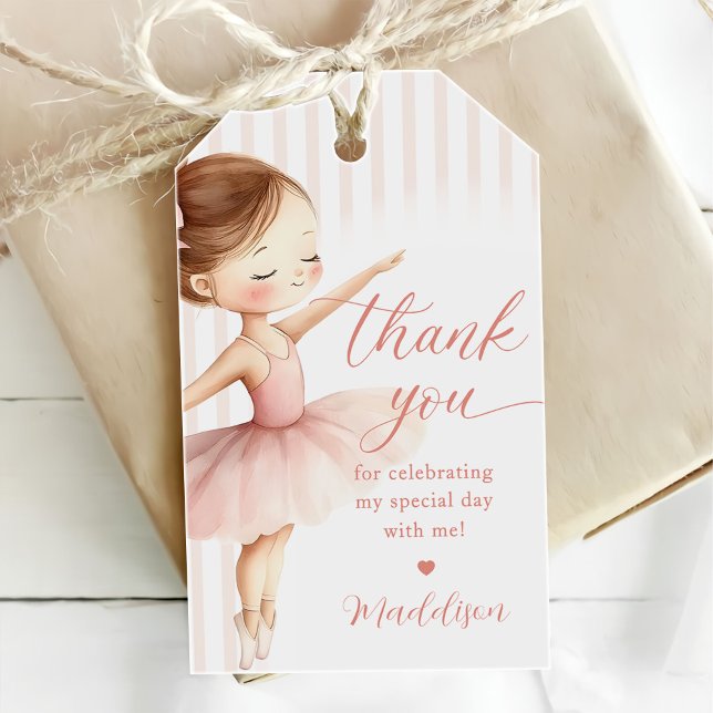 Étiquettes-cadeau Pink Tutu Ballerina Ballet Dancer Girl Birthday (Créateur téléchargé)