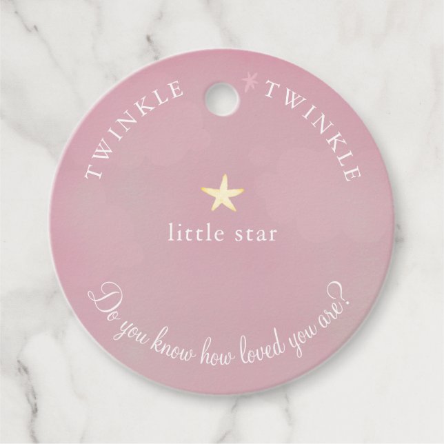 Étiquettes Cadeau Pink Twinkle Petit Baby shower Star Anniversaire (Devant)