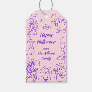 Étiquettes-cadeau Pink violet Quirky Main Drake Doodles Halloween