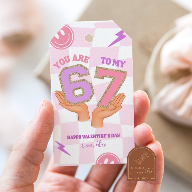 Étiquettes-cadeau Pink Wavy Retro 67 Valentine Tag (Créateur téléchargé)