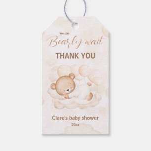 Étiquettes-cadeau Pink We Can Bearly Wait Bear Baby shower Tags cade