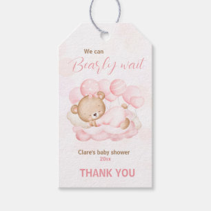 Étiquettes-cadeau Pink We Can Bearly Wait Bear Baby shower Tags cade