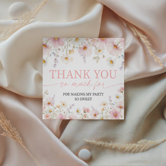Étiquettes Cadeau Pink Wildflower Birthday Favor Tags