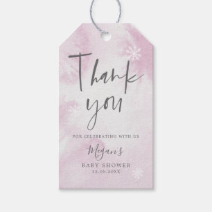 Étiquettes-cadeau Pink Winter Wonderland Watercolor Baby shower