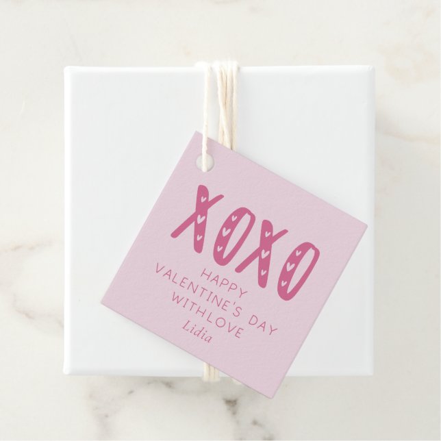 Étiquettes Cadeau Pink XOXO, Saint Valentin (En situation)