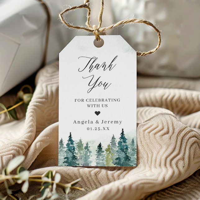 Étiquettes-cadeau Pins d'hiver Mariage Faveur Merci (Créateur téléchargé)