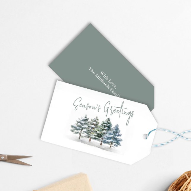 Étiquettes-cadeau Pins d'hiver Noël sur mesure (Créateur téléchargé)