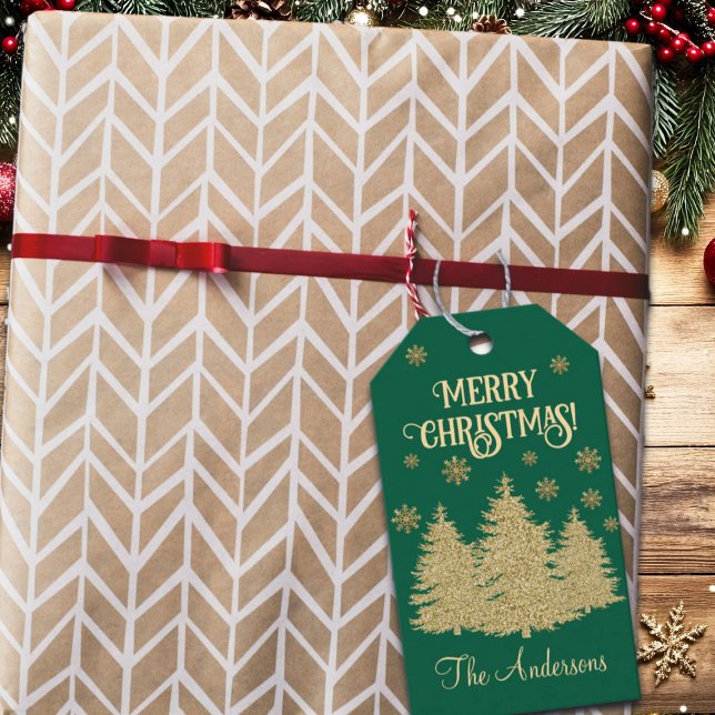 Étiquettes-cadeau Pins d'or Flakes Gold Snowflakes (Créateur téléchargé)