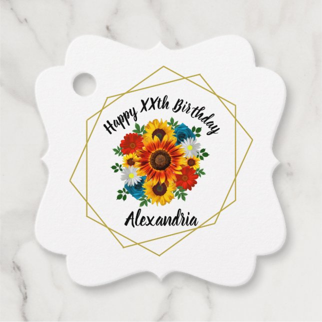 Étiquettes Cadeau Pique-nique d'été Fleur géométrique (Devant)
