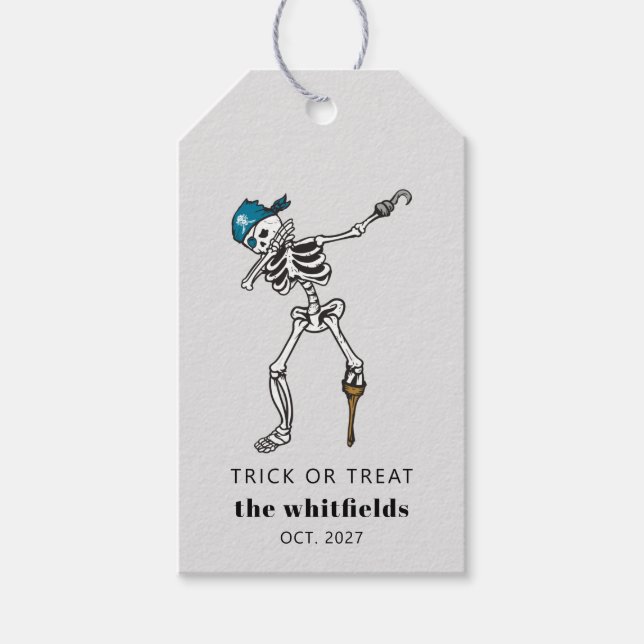 Étiquettes-cadeau Pirate d'Halloween ou traiter (Devant)